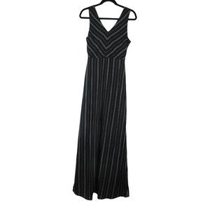 Doe‎ & Rae women's striped v-neck sleeveless tie back maxi dress, M